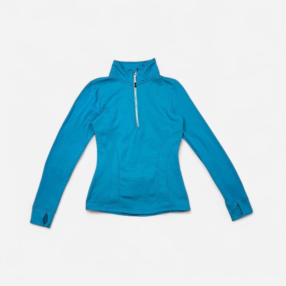 Eddie Bauer blue teal quarter zip fleece running athletic hiking- size S/CH